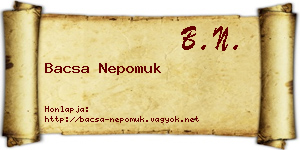 Bacsa Nepomuk névjegykártya